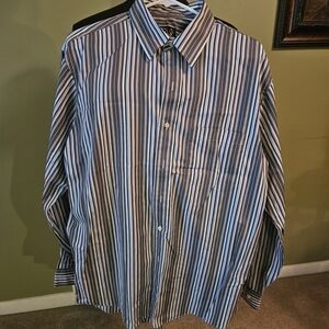 Jos. A. Bank Men's Blue, White & Black Vertical Stripe Dress Shirt